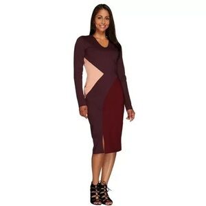 G.I.L.I. Wine Burgundy Milano Ponte Colorblock Sheath Dress size 12p